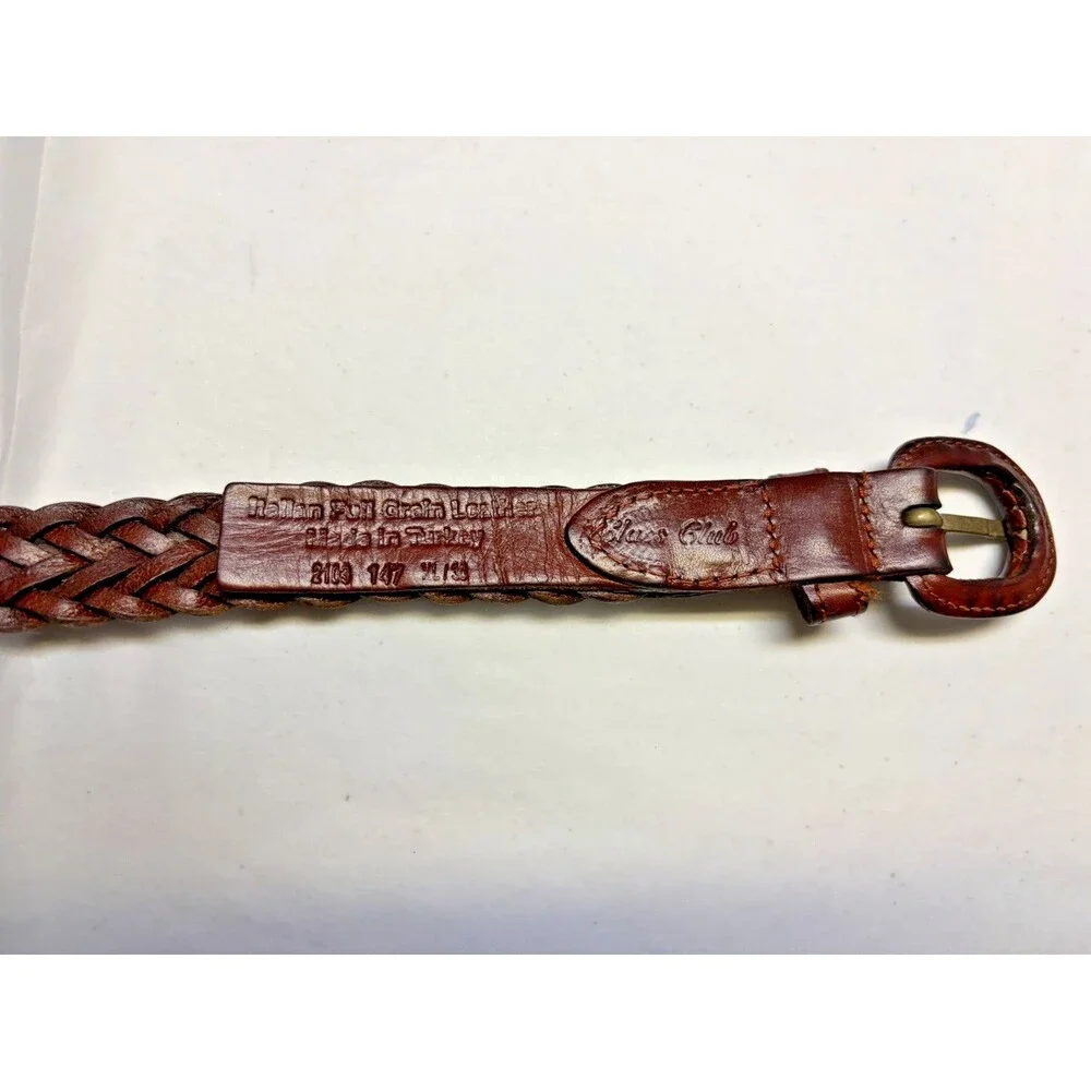 PMen’s Brown Braided Italian Leather  Belt Size 40/42